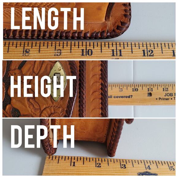 Vtg Mexican Hand Tooled Leather Bag Horses Roses Retro Boho Hippie Artsy Artisan - Picture 12 of 13